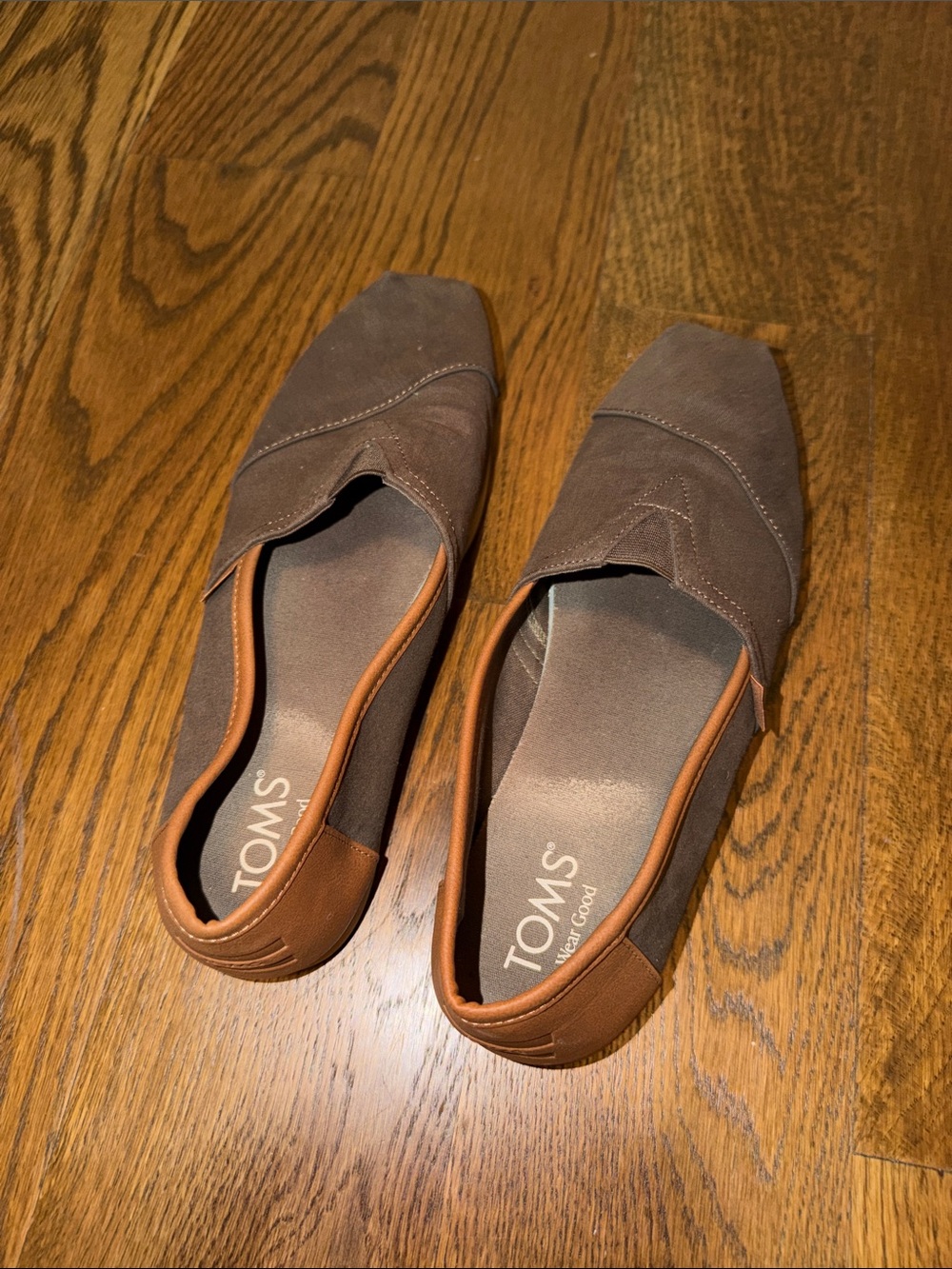 TOMS Men’s Brown Suede Slip-On Flats with Tan Trim